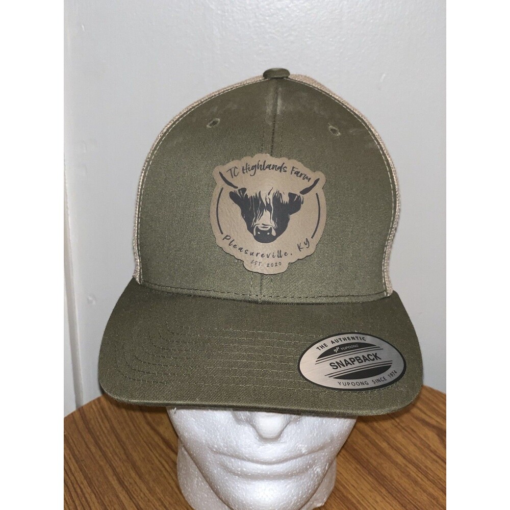 Tc Highland Farms Pleasureville KY Eat 2020 Olive Green Hat W/Stickers Yupoong